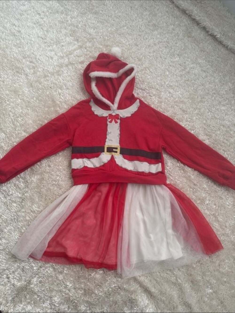 Well Worn Red and White Santa Hoodie Tutu Costume
